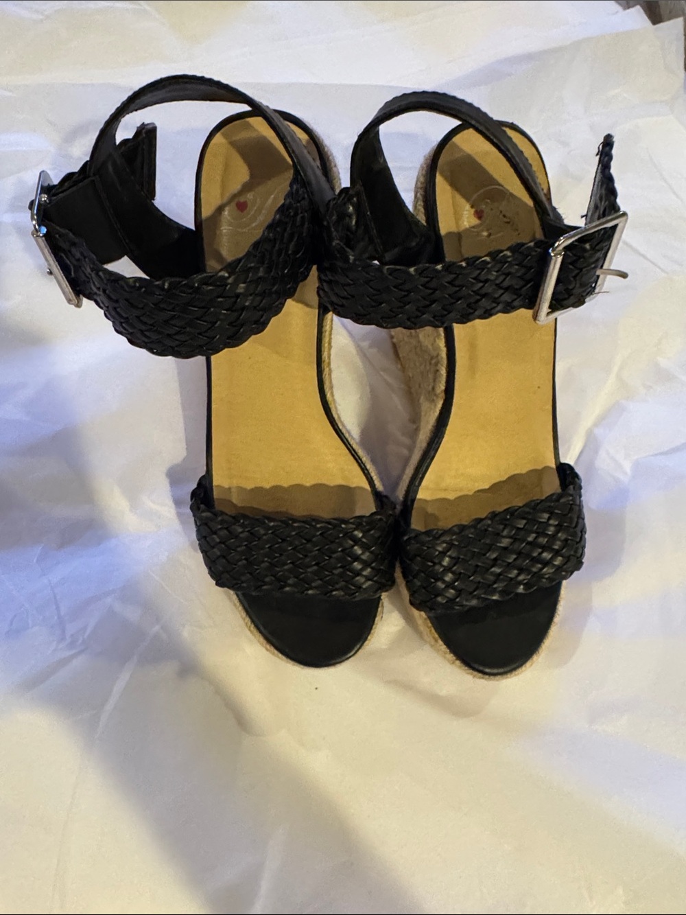 Black Woven Ankle Strap Sandals - Unbranded
